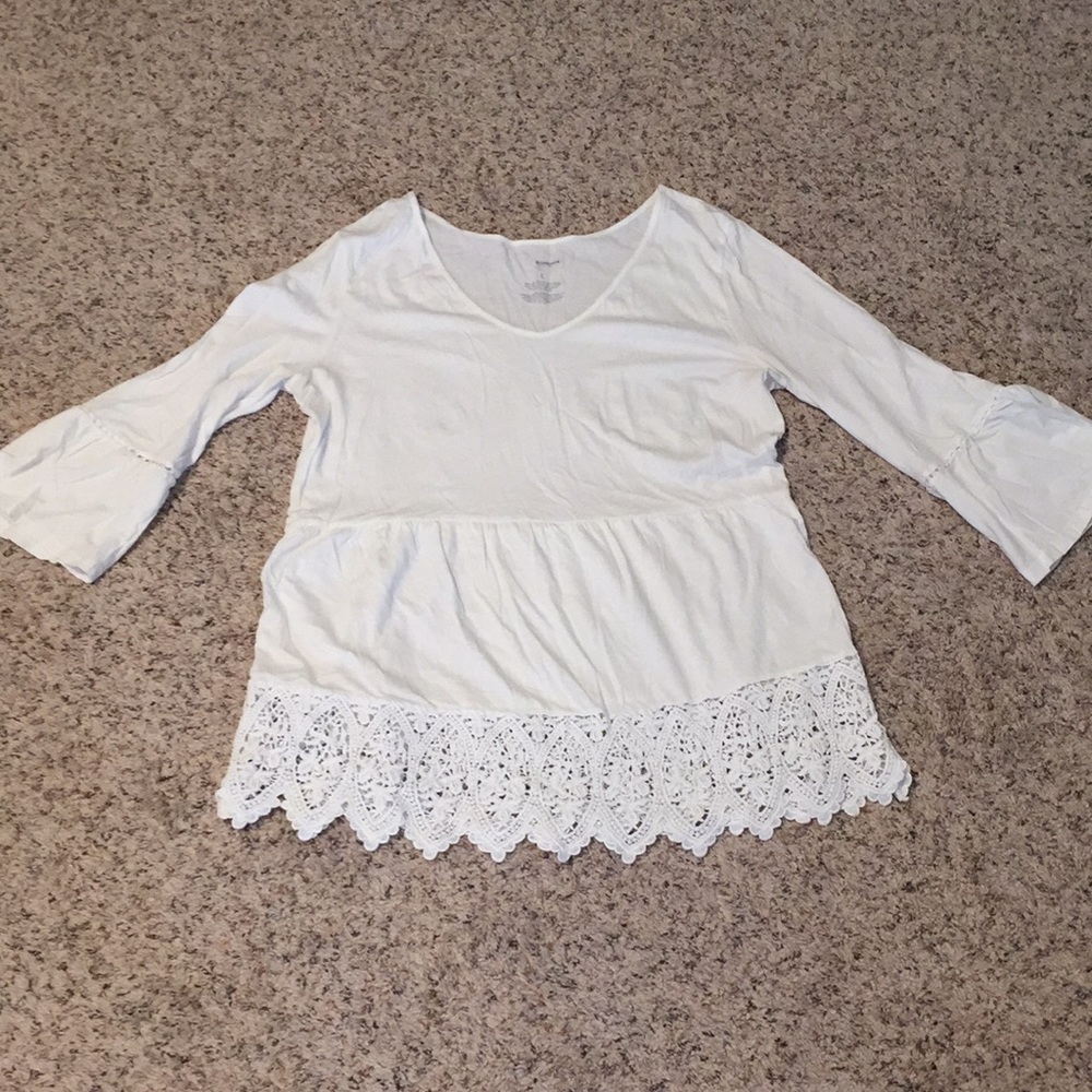 White bell sleeve peplum top